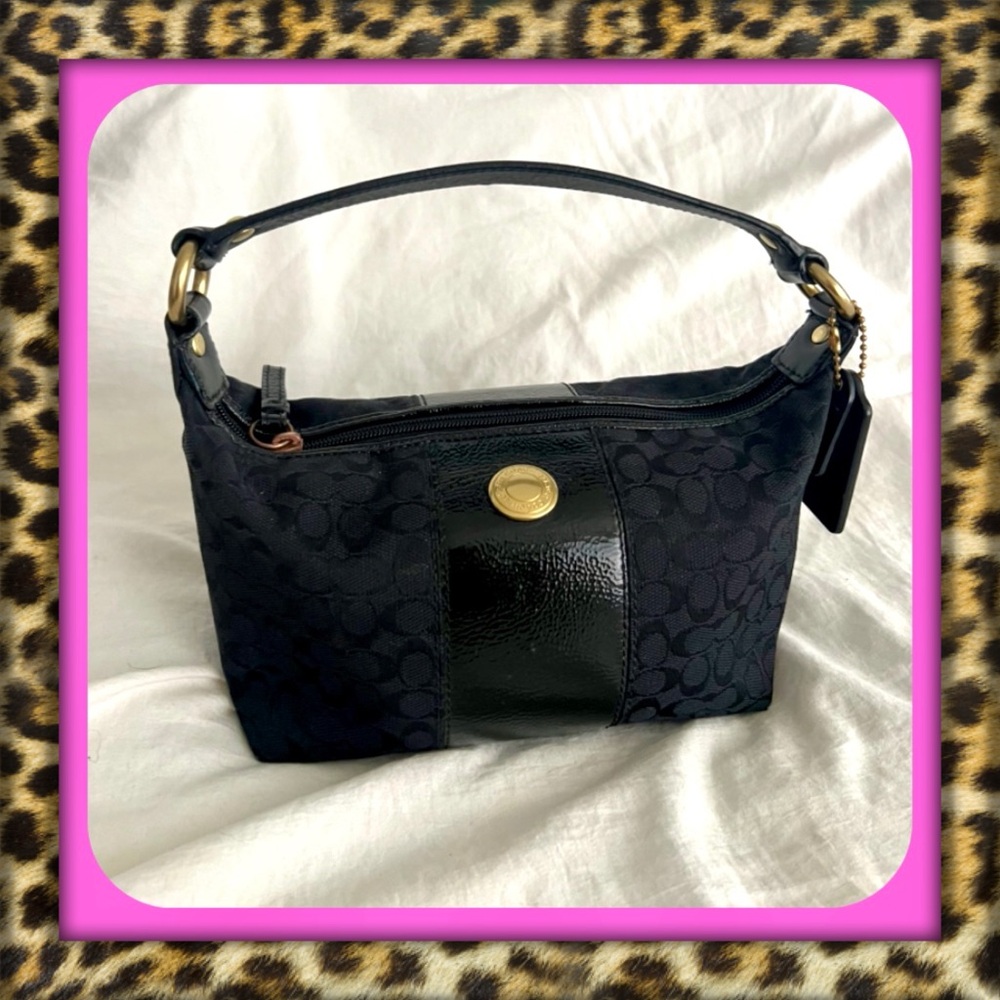 👑✅PRICE FIRM✅ Coach Black and Gold Monogram Canvas Women's Mini Shoulder Bag